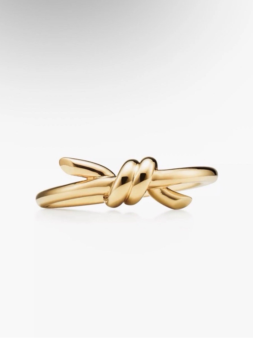 Tiffany & Co. Knot Ring 18k Yellow Gold Barbwire Love Tie Size 7